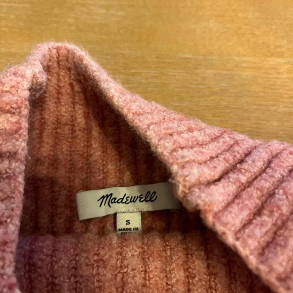 Madewell  Northfield Mock neck Sweater Heather Poinsetta Pink Size S H3339 - Picture 4 of 13